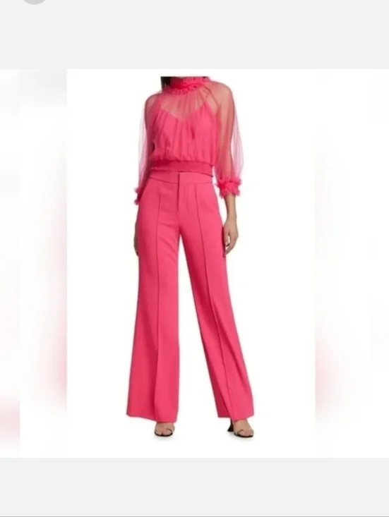 Alice + Olivia Alexia Ruffled Sheer Blouse in Pink Size  XS NWOT - Picture 10 of 12